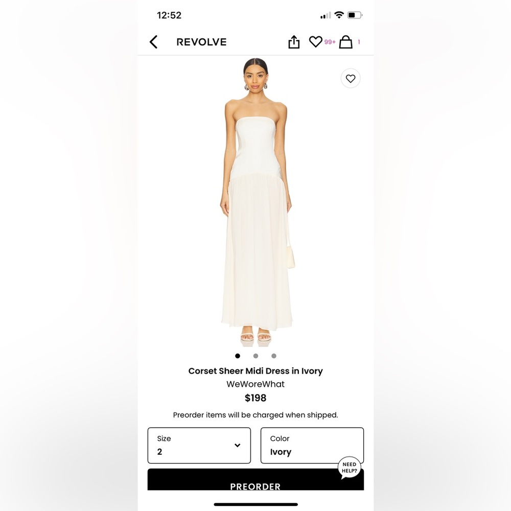 WeWoreWhat / Revolve Corset Sheer Midi Dress in Ivory